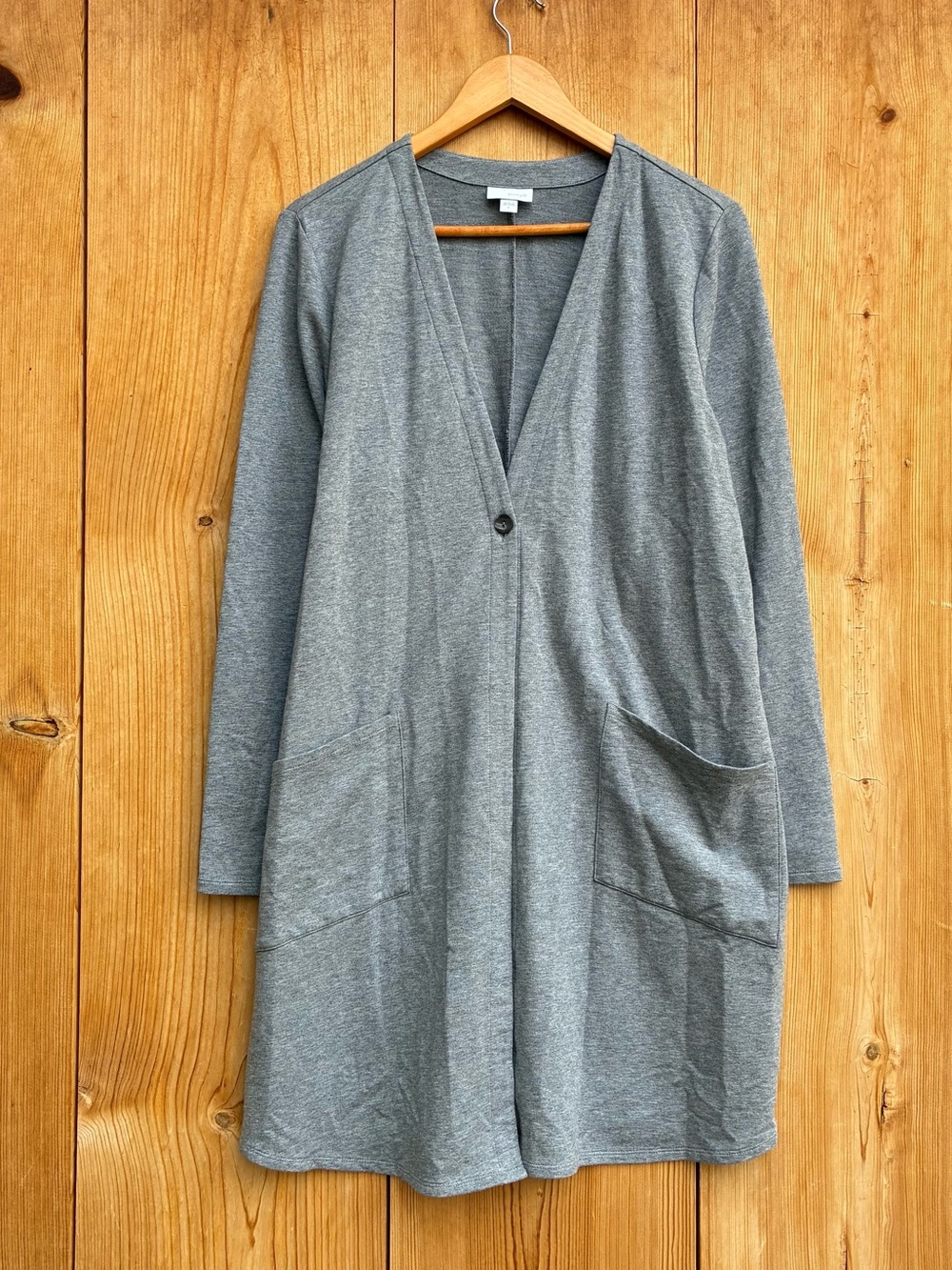 J. Jill Pure Jill Gray Long Button Up Long Cardigan Sz Large